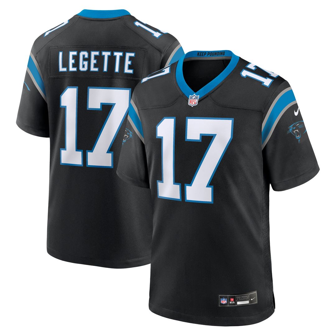 Xavier Legette Carolina Panthers Nike Black Team Game Player Jersey