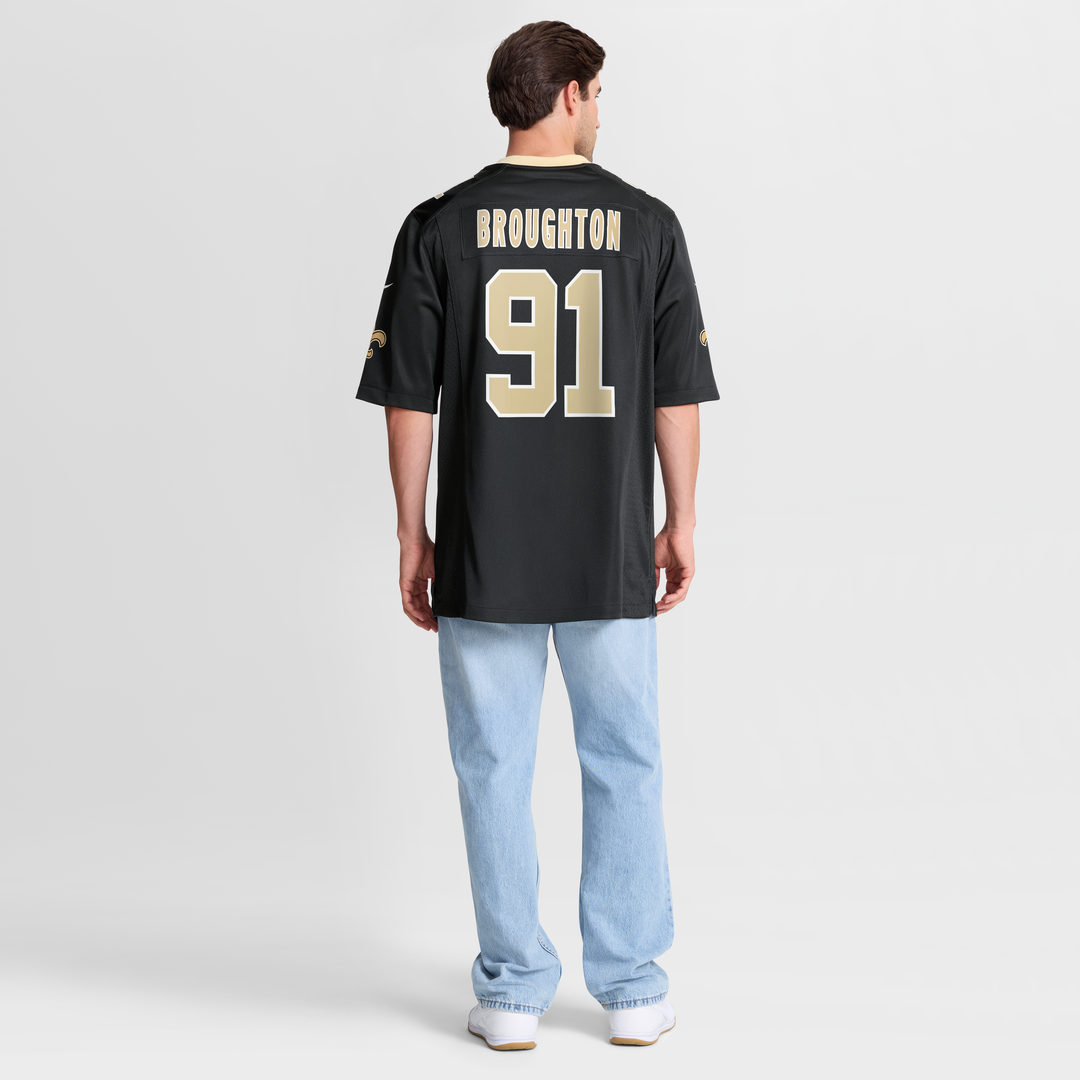 Vernon Broughton New Orleans Saints Nike Black Team Game Jersey