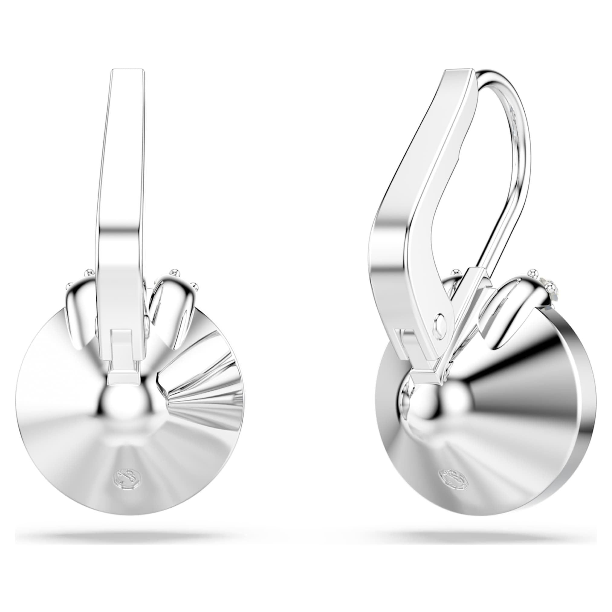 Swarovski Bella V drop earrings Round cut, Blue, Rhodium plated