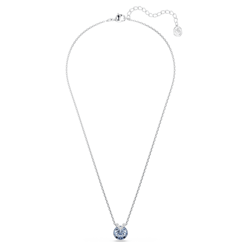 Swarovski Bella V pendant Round cut, Blue, Rhodium plated