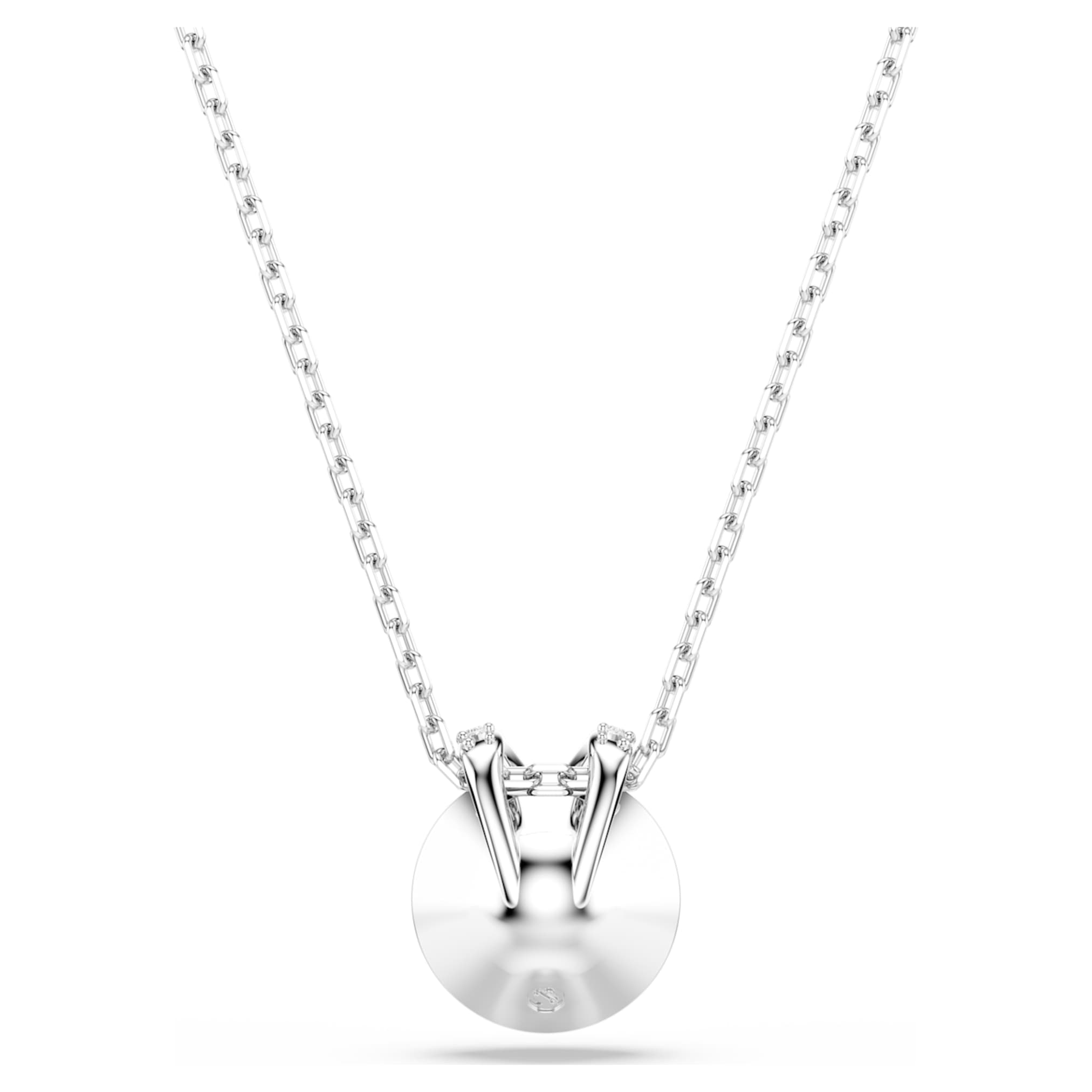 Swarovski Bella V pendant Round cut, Blue, Rhodium plated