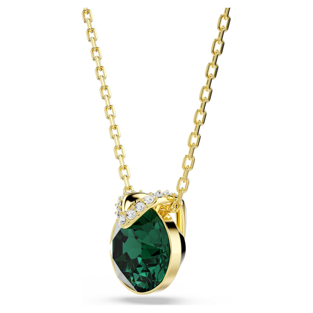 Swarovski Bella V pendant Round cut, Green, 18K gold finish