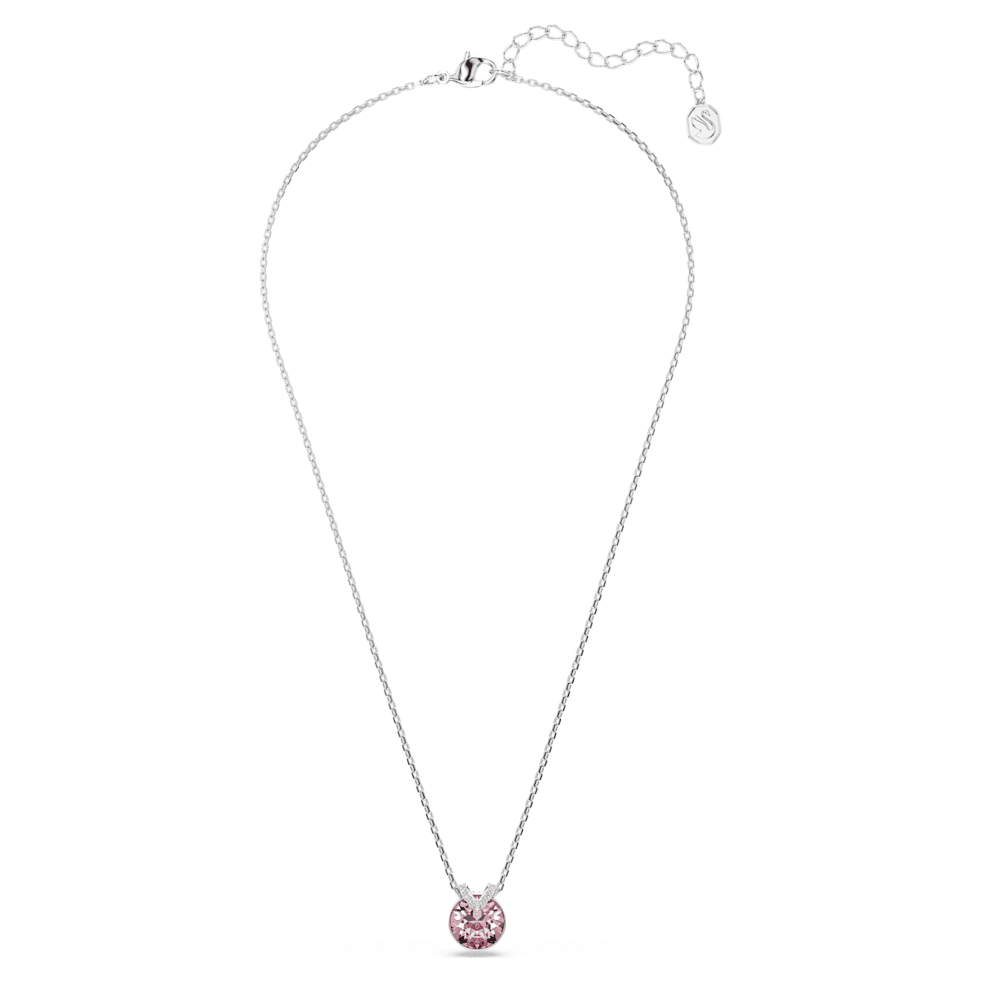 Swarovski Bella V pendant Round cut, Pink, Rhodium plated