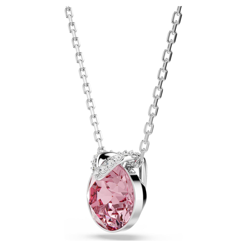 Swarovski Bella V pendant Round cut, Pink, Rhodium plated