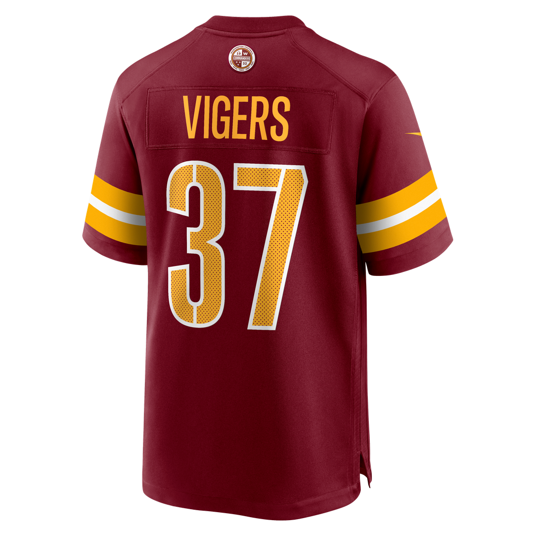 Car'lin Vigers Washington Commanders Nike Burgundy Team Game Jersey