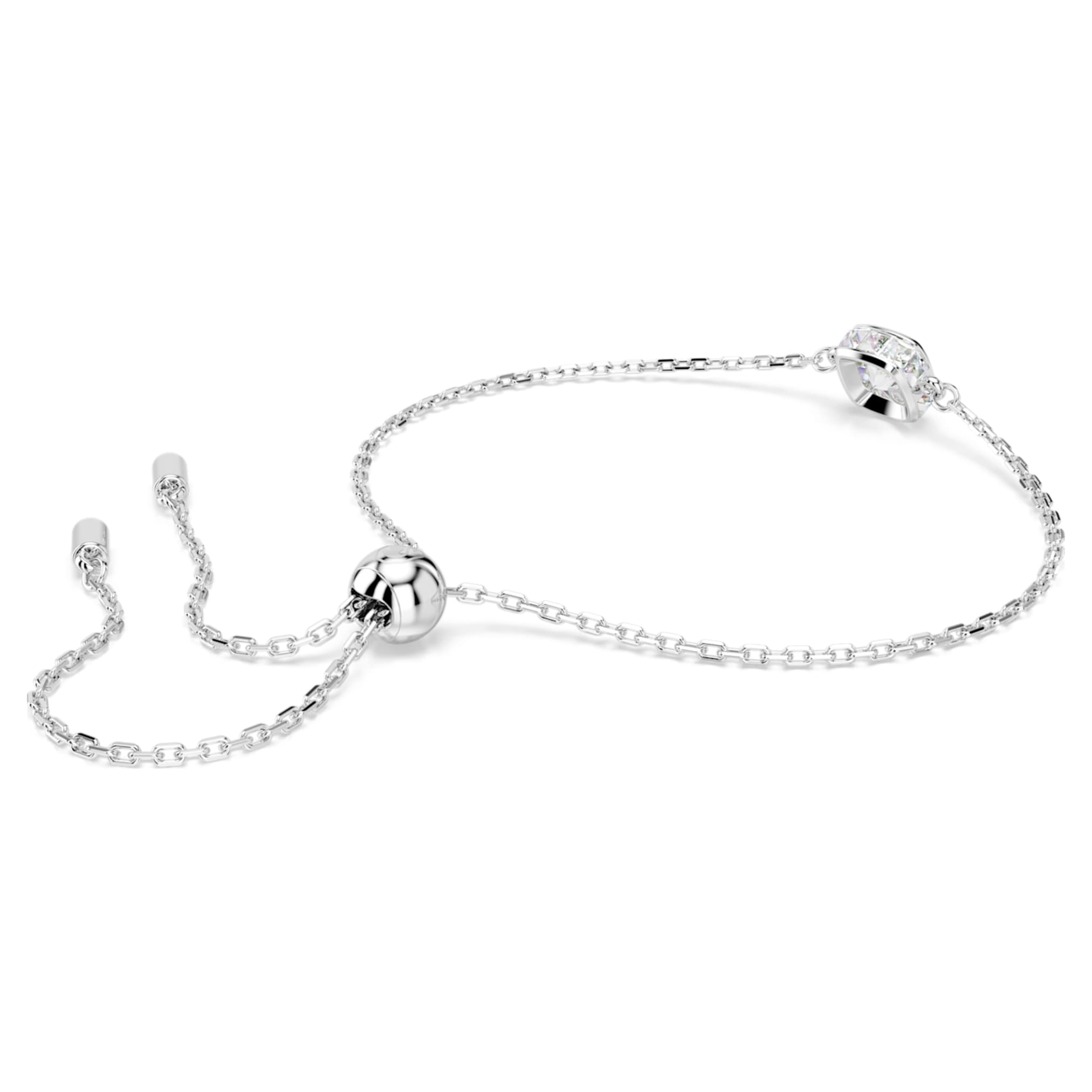 Swarovski Birthstone bracelet Square cut, April, White, Rhodium plated