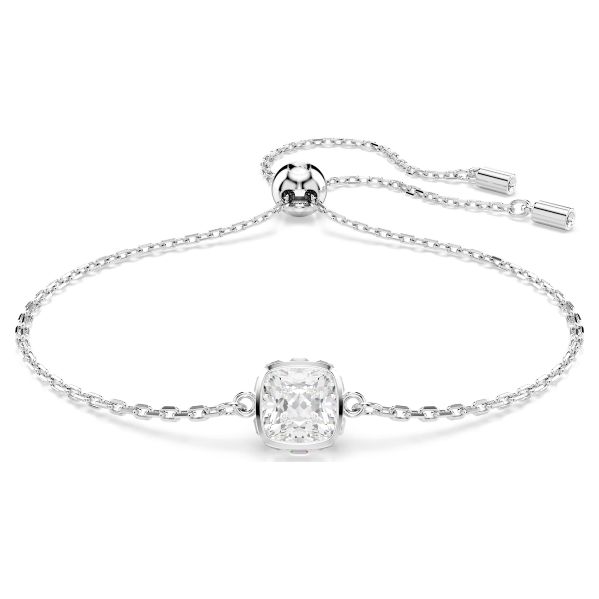 Swarovski Birthstone bracelet Square cut, April, White, Rhodium plated