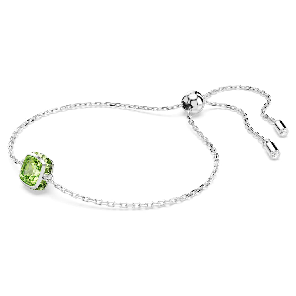 Swarovski Birthstone bracelet Square cut, August, Green, Rhodium plated