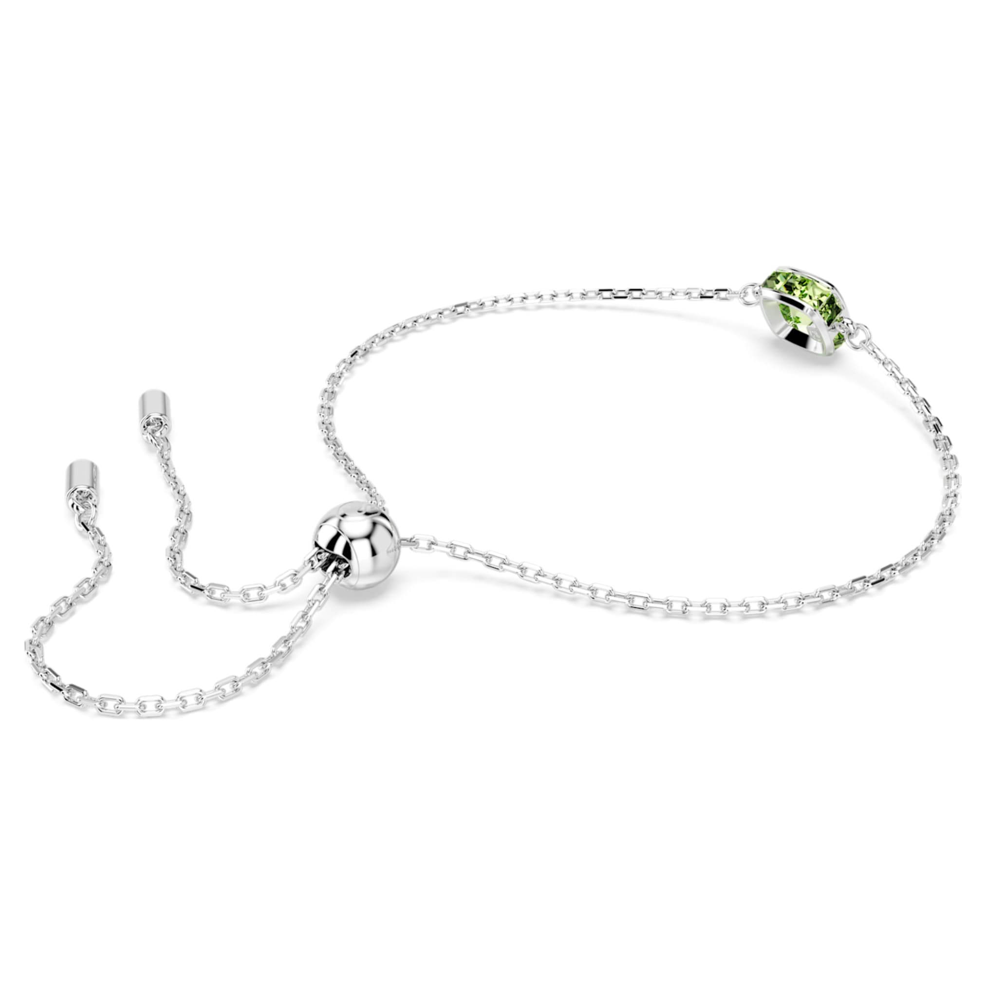 Swarovski Birthstone bracelet Square cut, August, Green, Rhodium plated