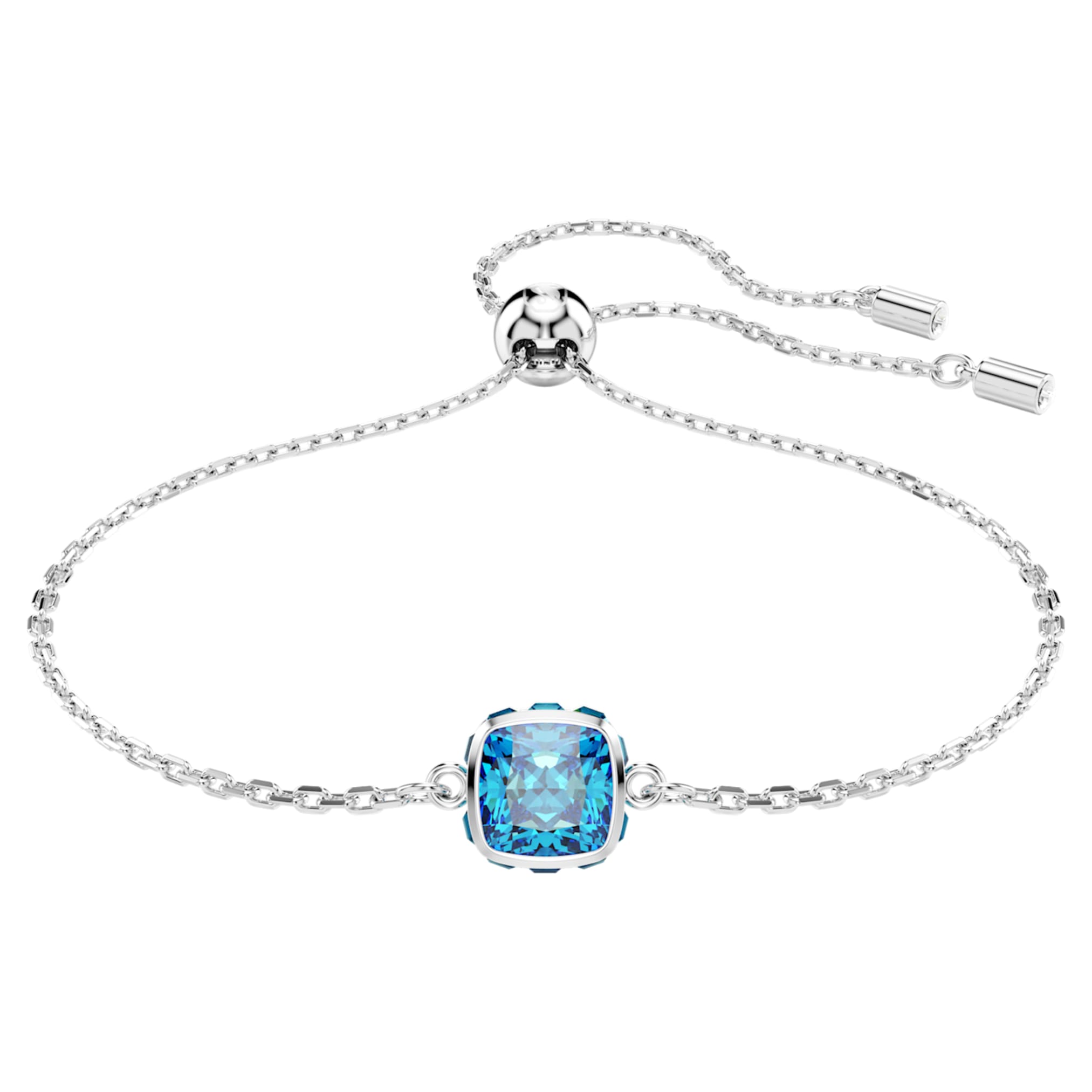 Swarovski Birthstone bracelet Square cut, December, Blue, Rhodium plated