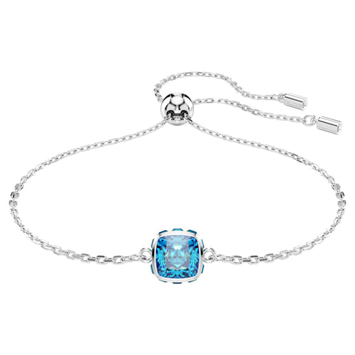 Swarovski Birthstone bracelet Square cut, December, Blue, Rhodium plated