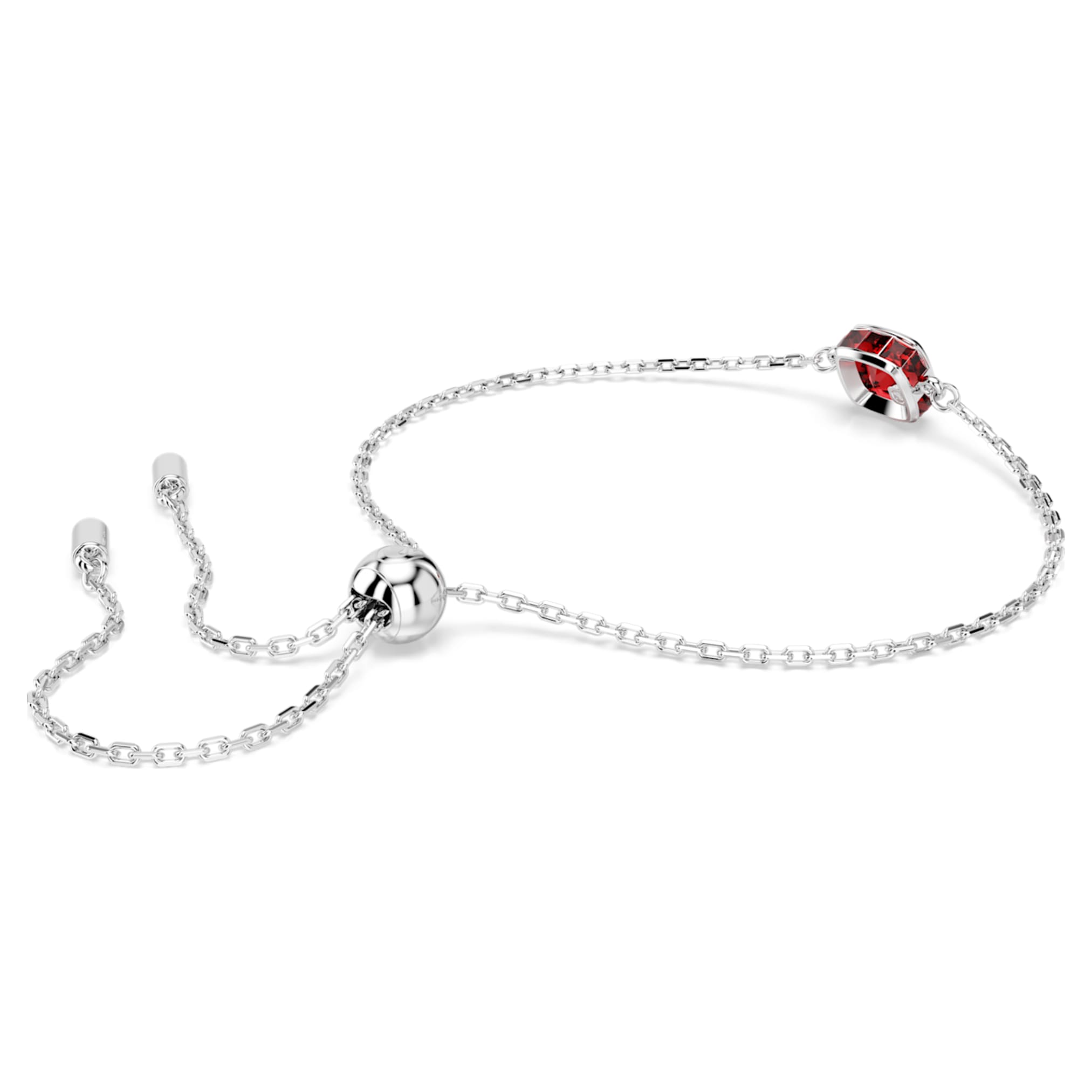 Swarovski Birthstone bracelet Square cut, January, Red, Rhodium plated