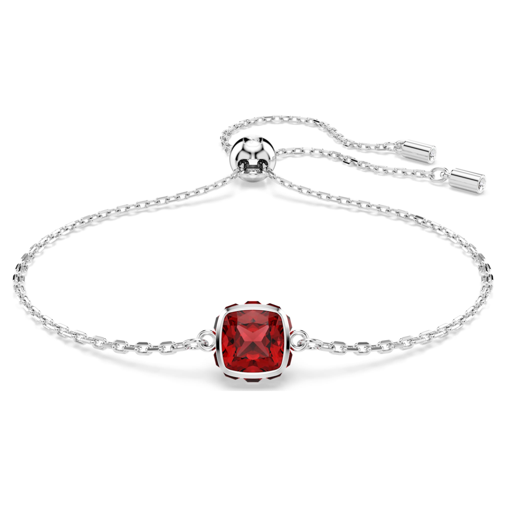 Swarovski Birthstone bracelet Square cut, January, Red, Rhodium plated