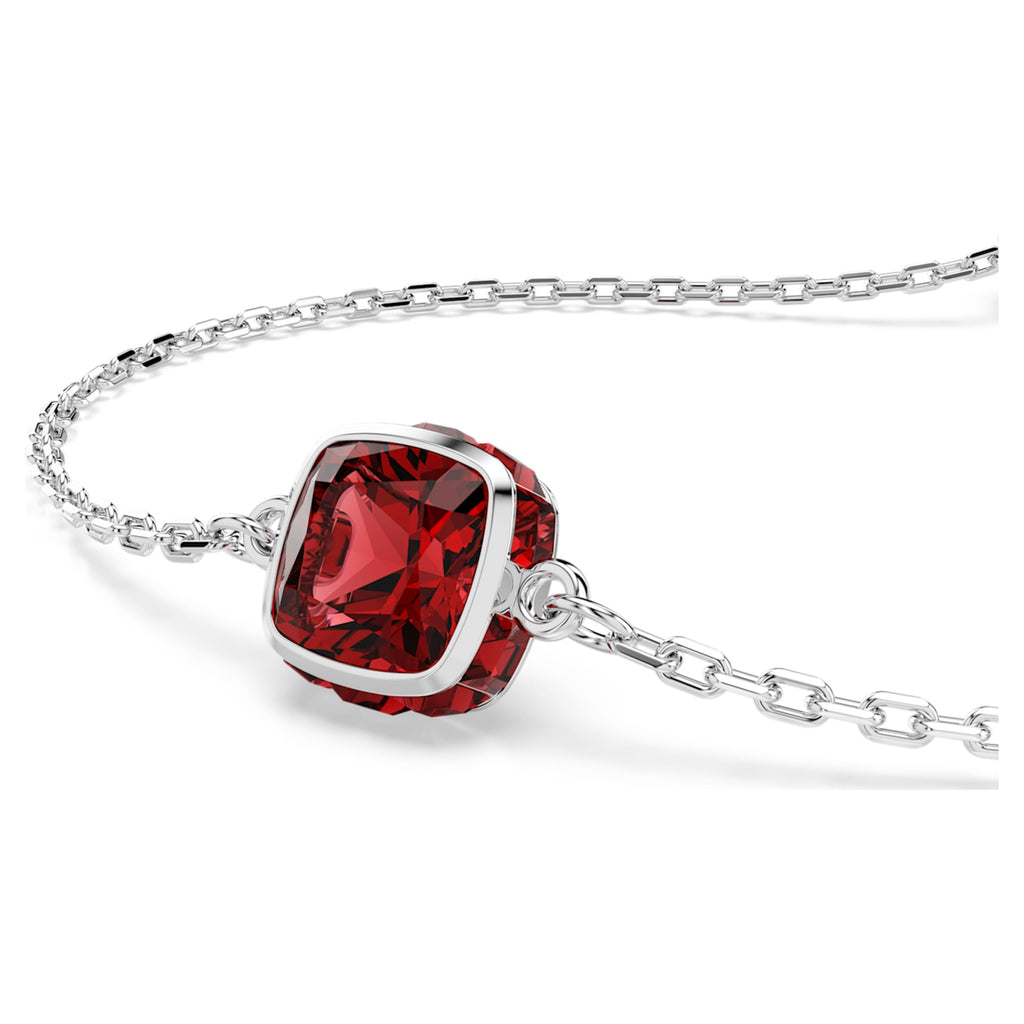 Swarovski Birthstone bracelet Square cut, January, Red, Rhodium plated