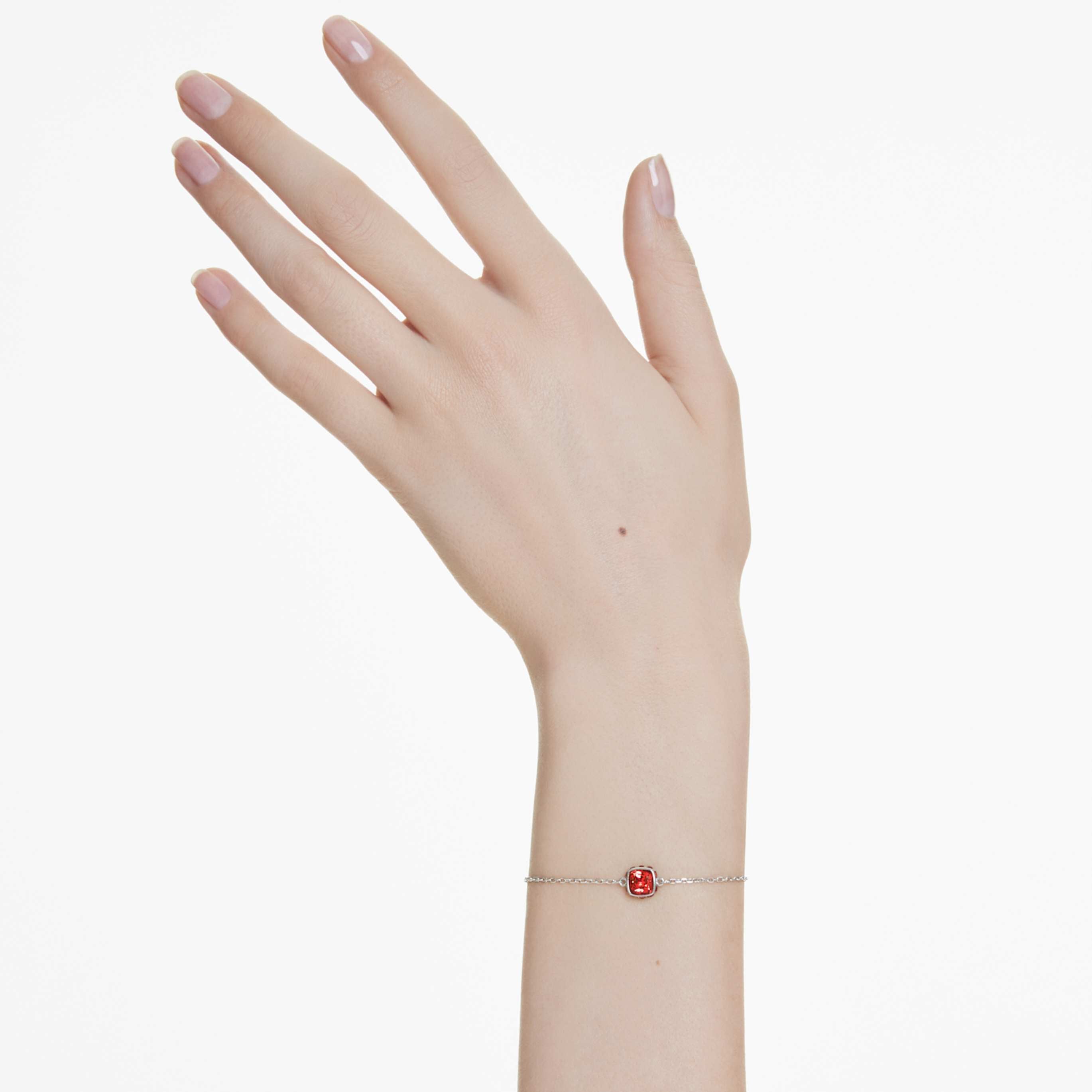 Swarovski Birthstone bracelet Square cut, April, White, Rhodium plated