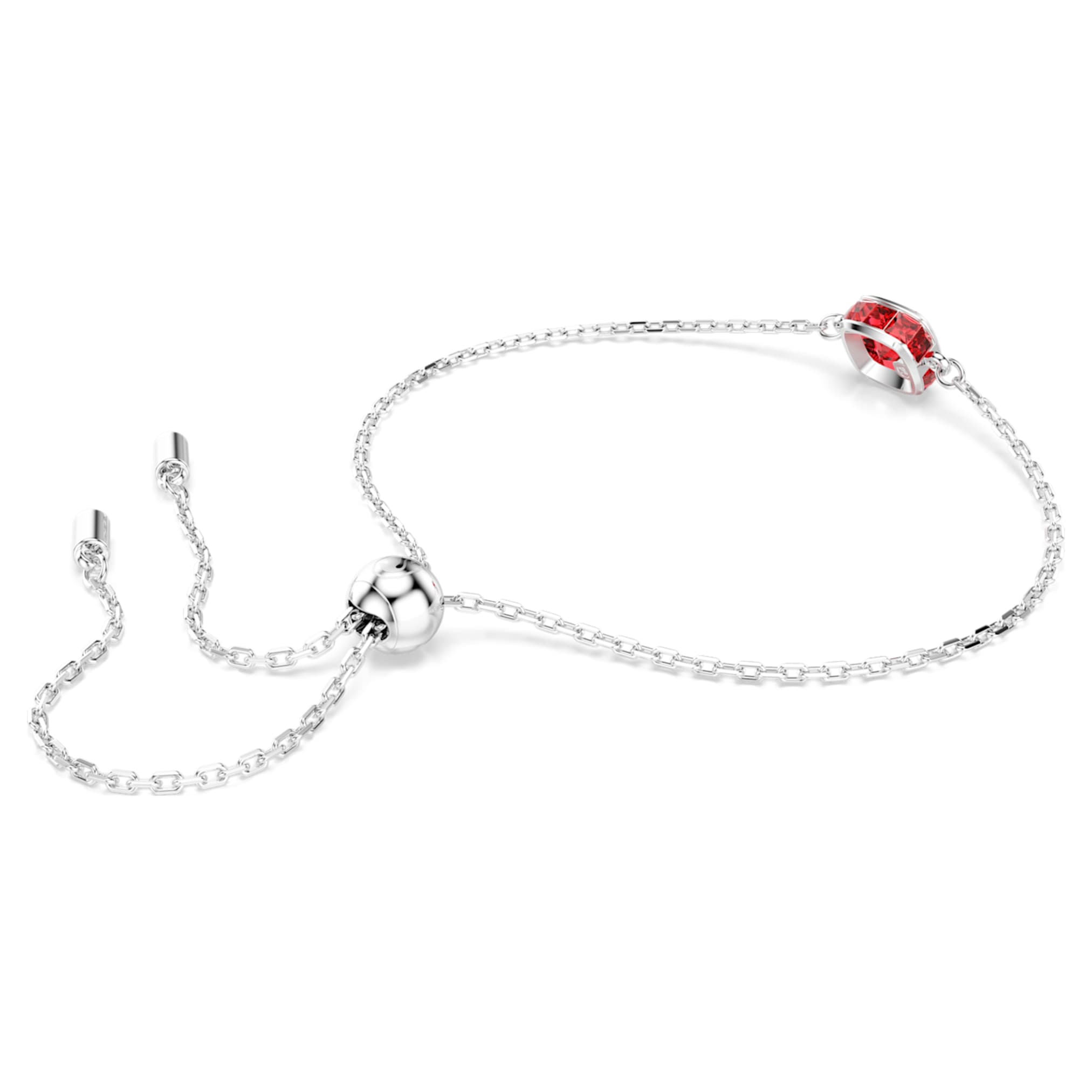 Swarovski Birthstone bracelet Square cut, July, Red, Rhodium plated