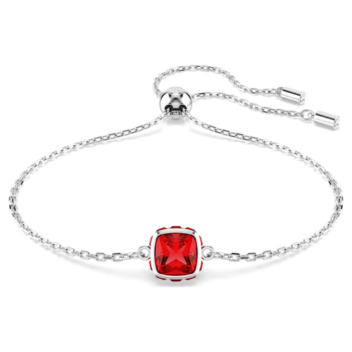 Swarovski Birthstone bracelet Square cut, July, Red, Rhodium plated