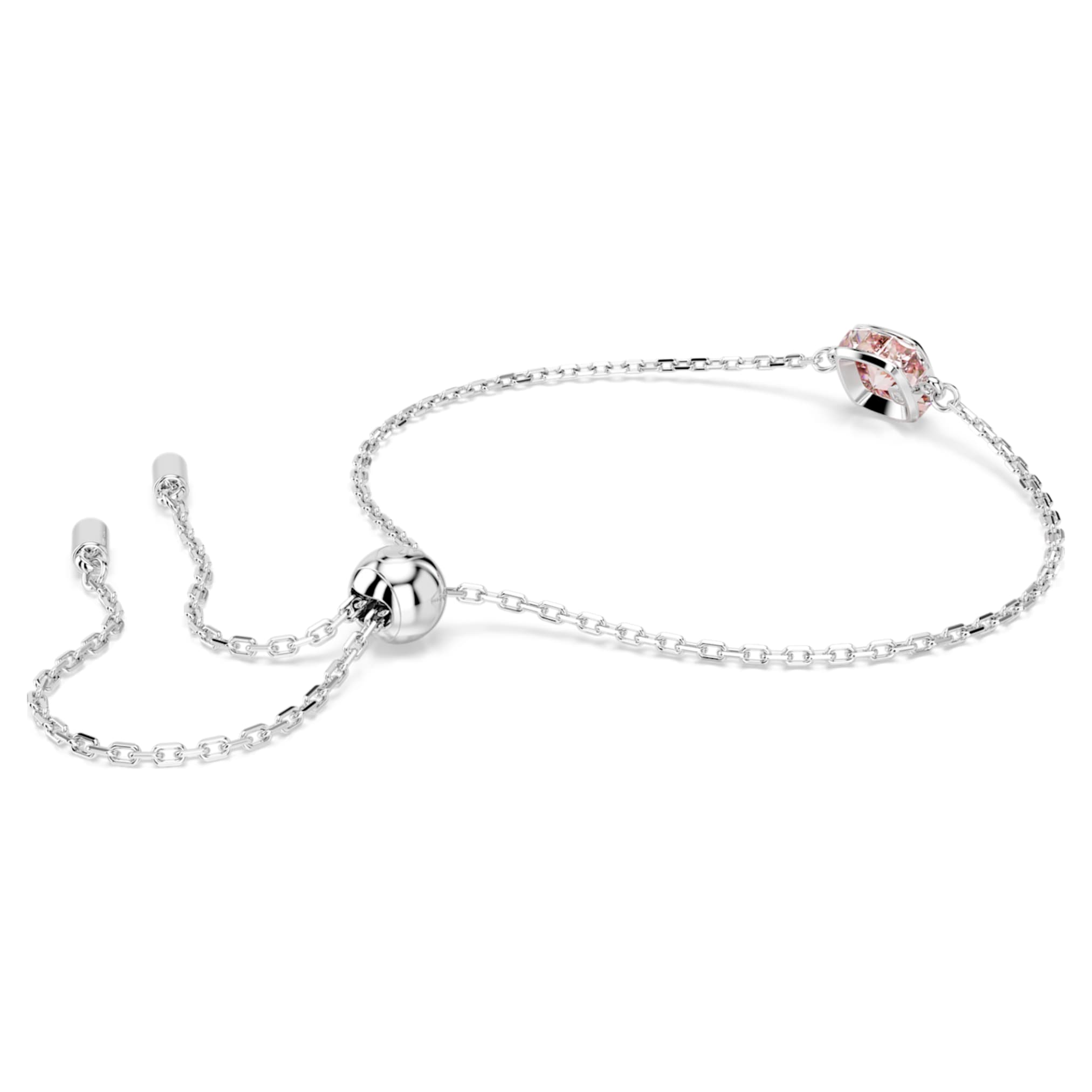Swarovski Birthstone bracelet Square cut, June, Pink, Rhodium plated