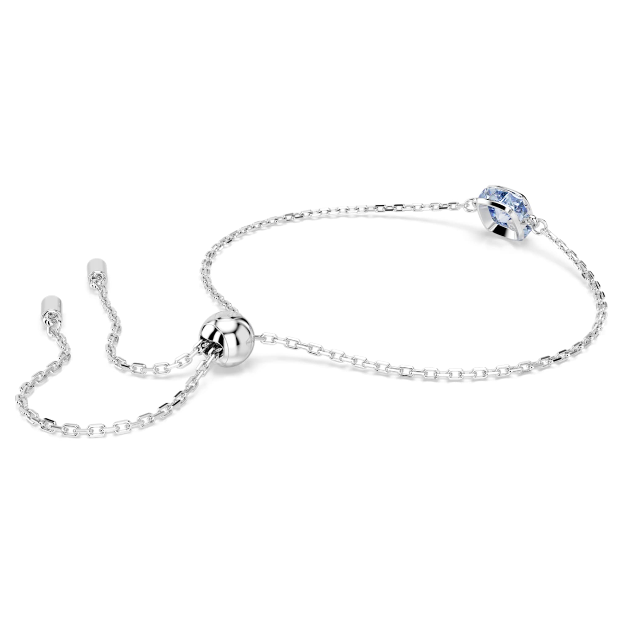 Swarovski Birthstone bracelet Square cut, March, Blue, Rhodium plated