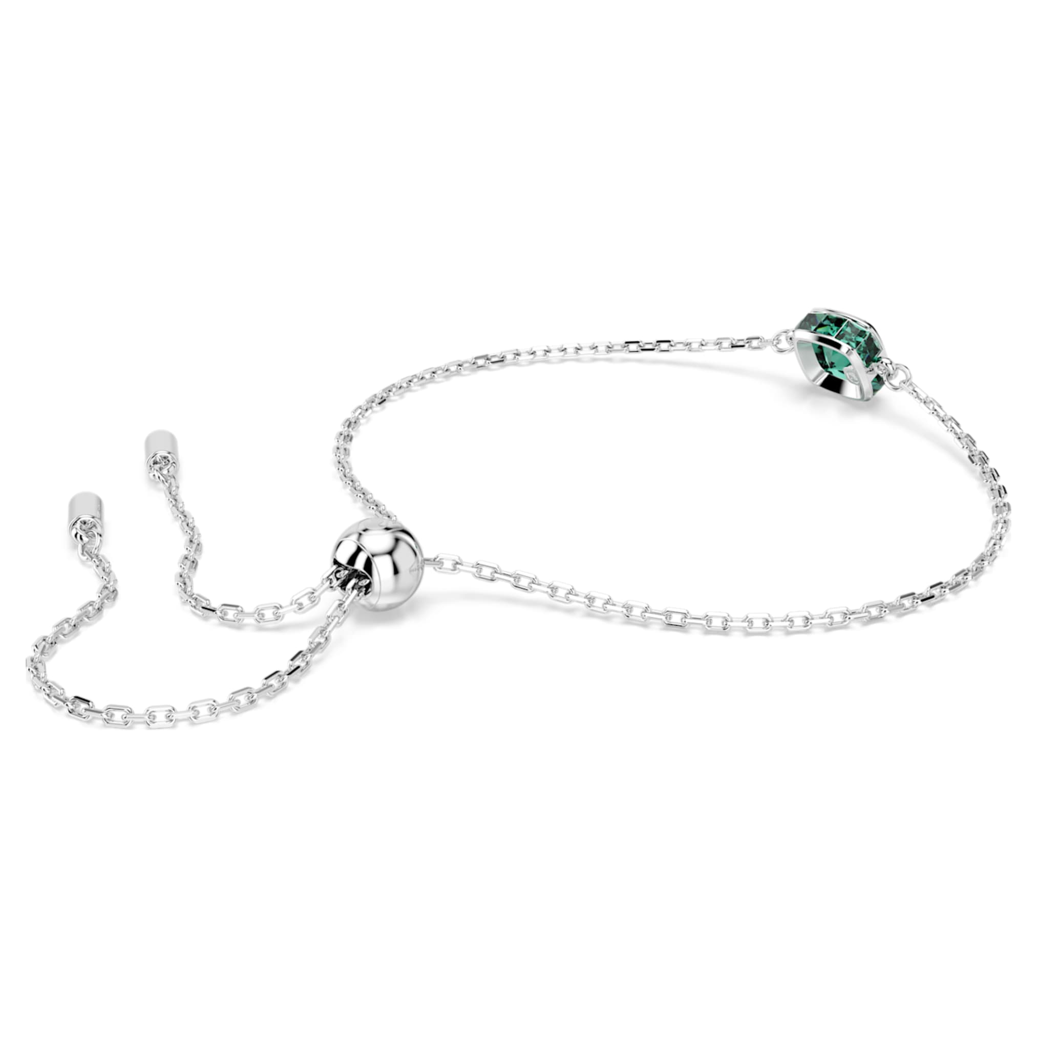 Swarovski Birthstone bracelet Square cut, May, Green, Rhodium plated