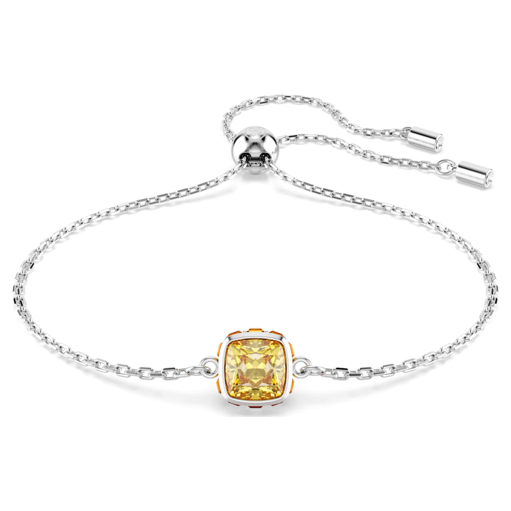 Swarovski Birthstone bracelet Square cut, November, Yellow, Rhodium plated