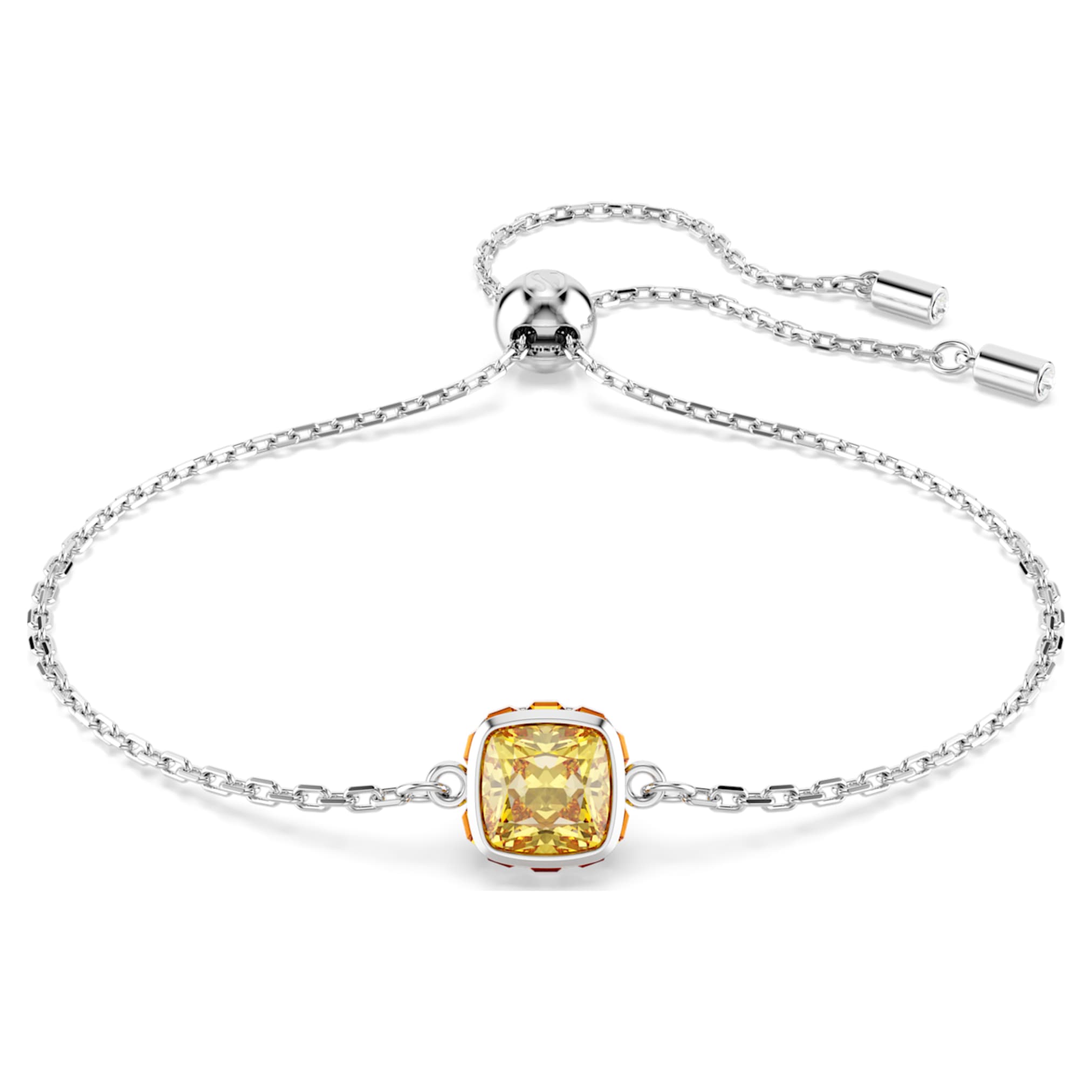 Swarovski Birthstone bracelet Square cut, November, Yellow, Rhodium plated