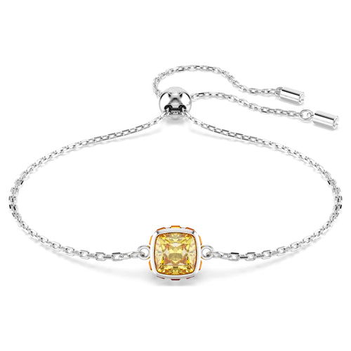 Swarovski Birthstone bracelet Square cut, November, Yellow, Rhodium plated