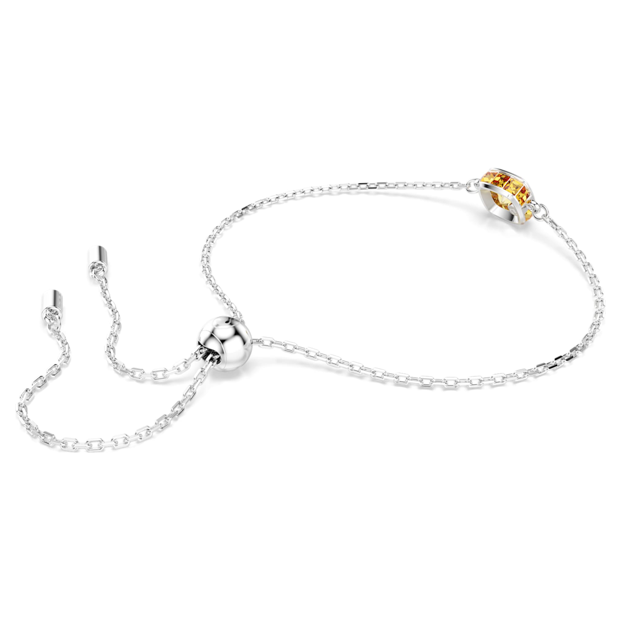 Swarovski Birthstone bracelet Square cut, November, Yellow, Rhodium plated