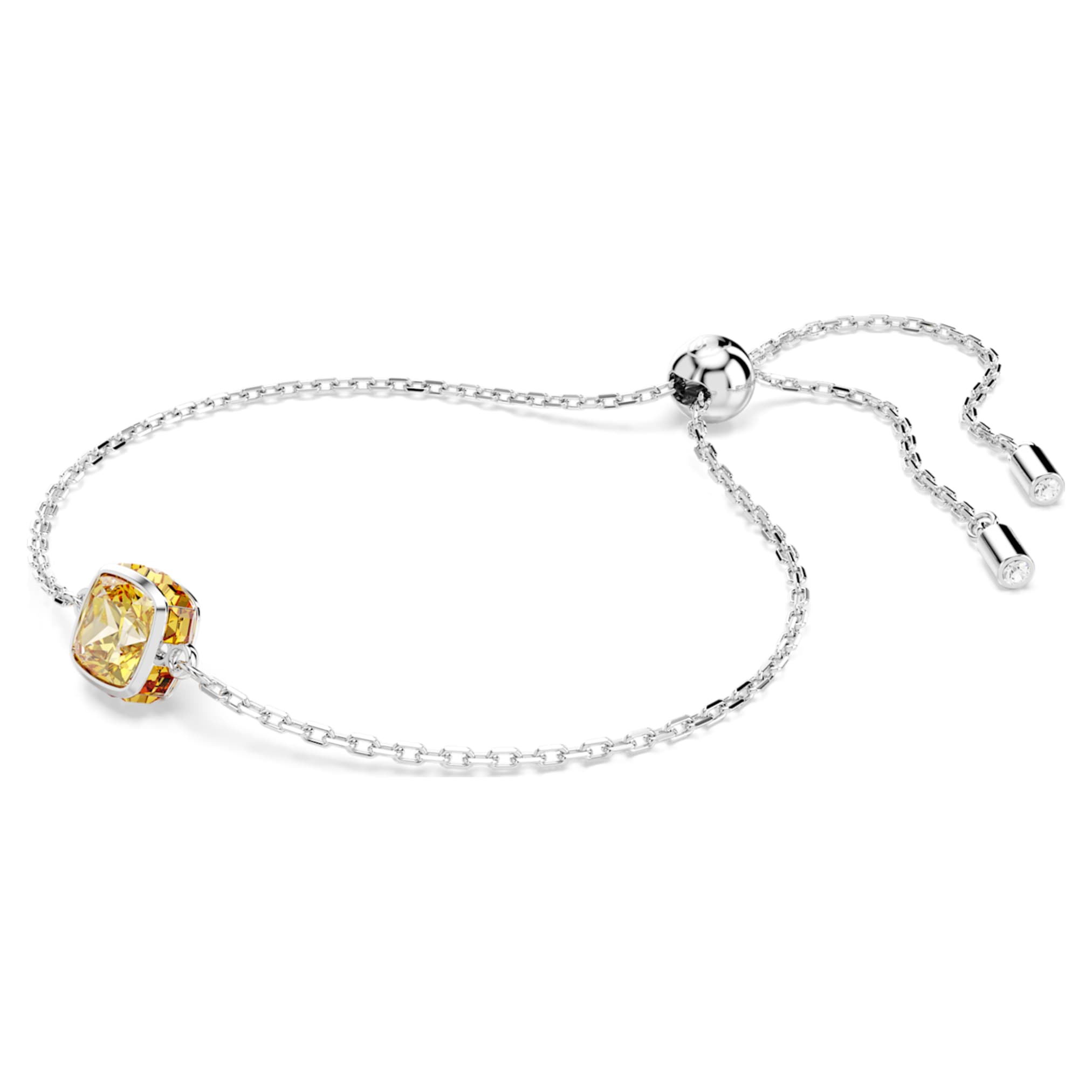 Swarovski Birthstone bracelet Square cut, November, Yellow, Rhodium plated