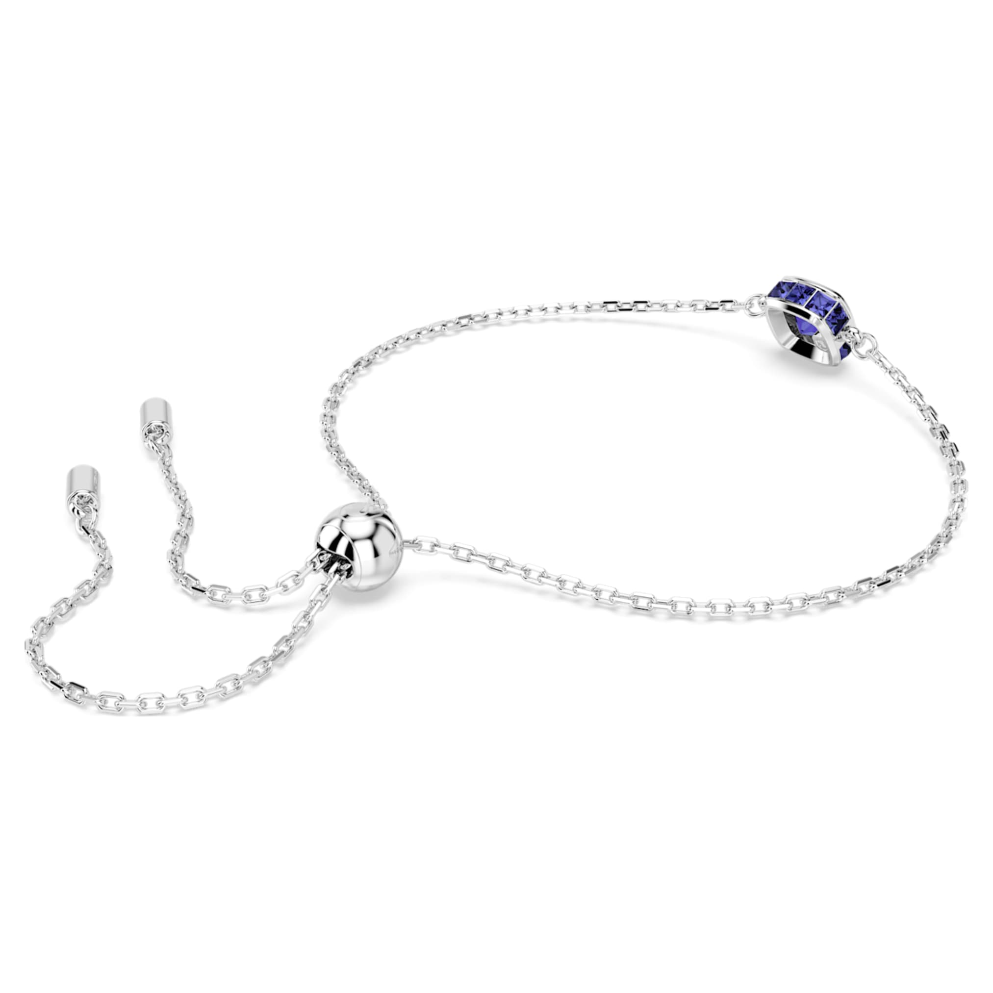 Swarovski Birthstone bracelet Square cut, September, Blue, Rhodium plated