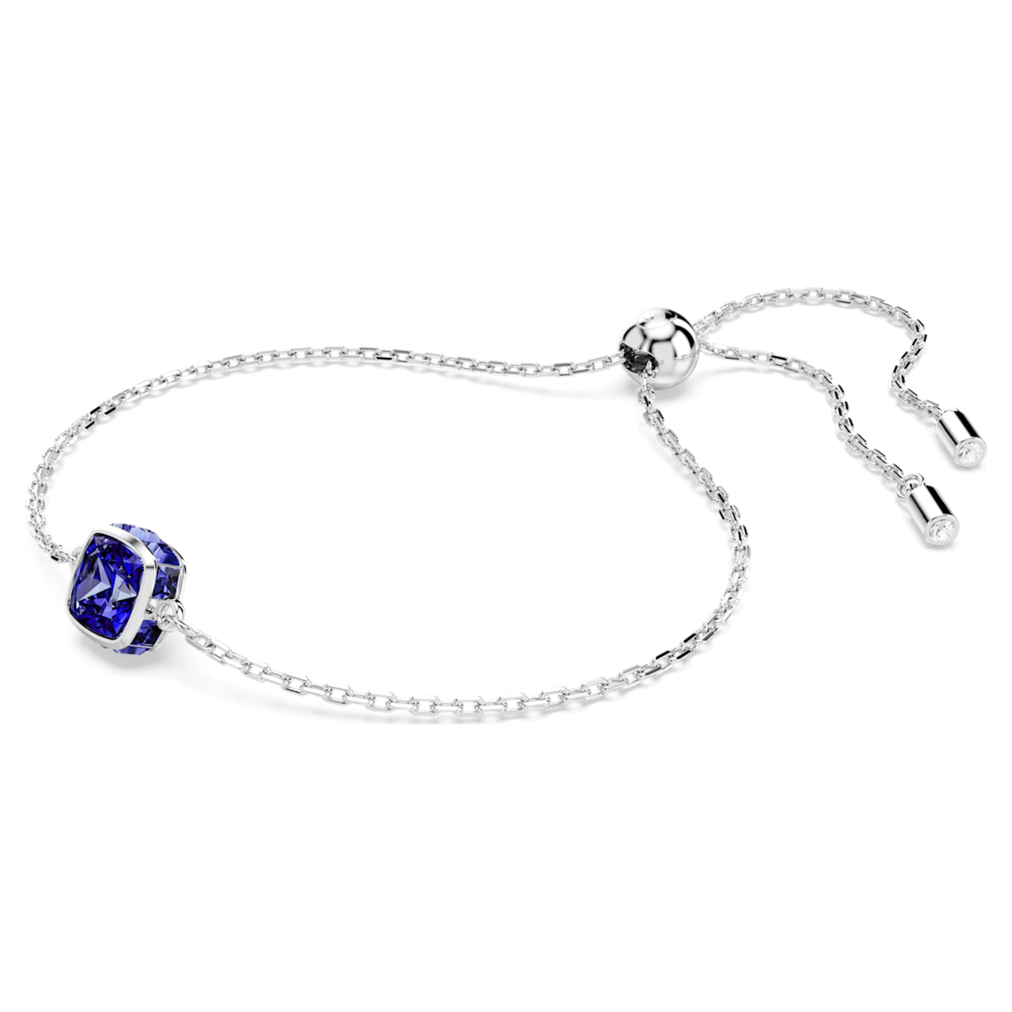 Swarovski Birthstone bracelet Square cut, September, Blue, Rhodium plated