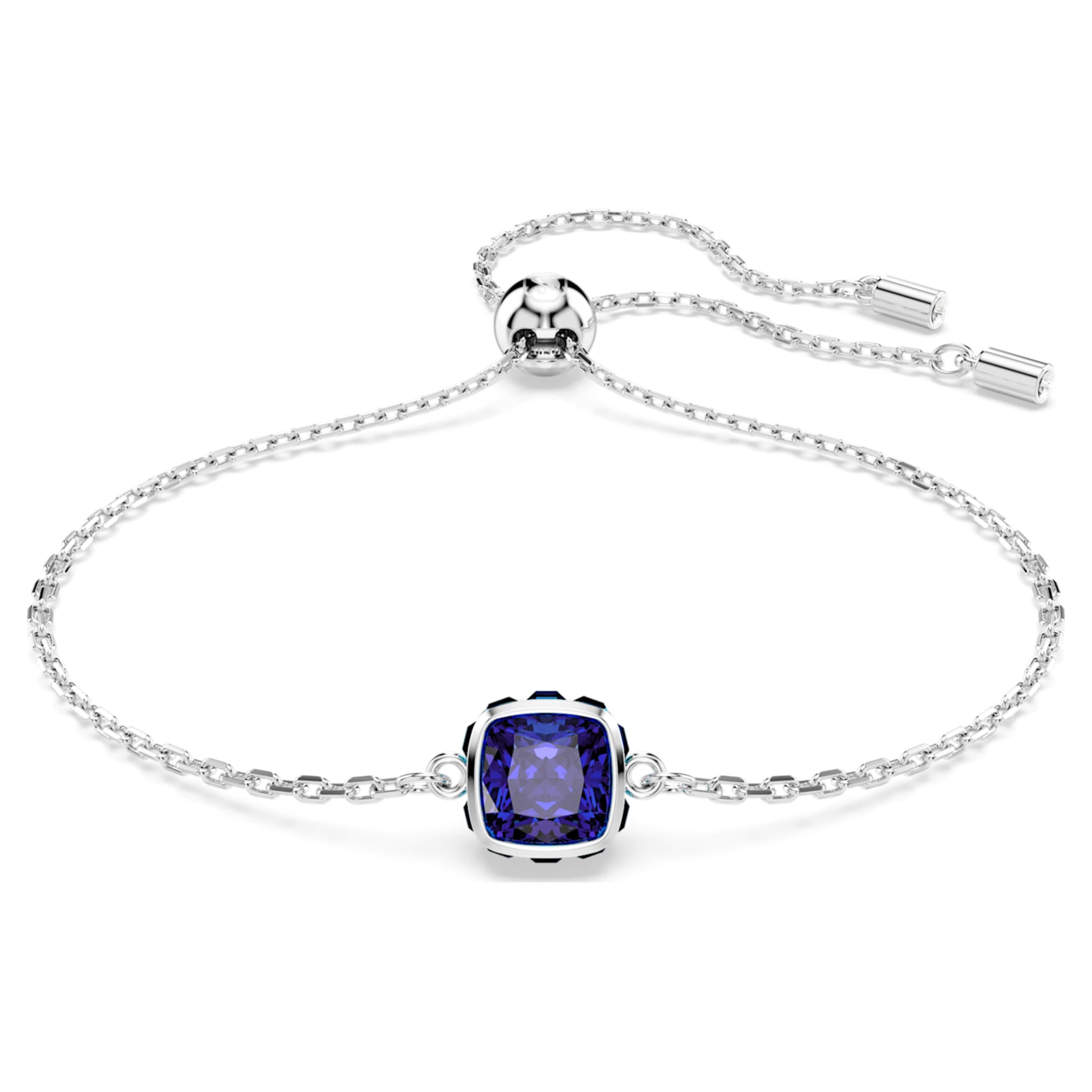 Swarovski Birthstone bracelet Square cut, September, Blue, Rhodium plated