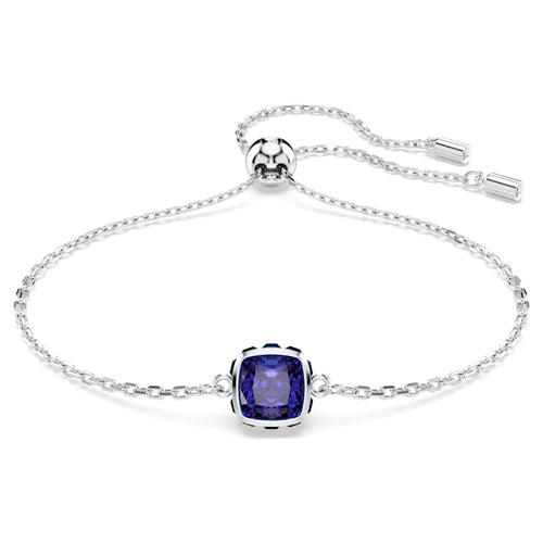 Swarovski Birthstone bracelet Square cut, September, Blue, Rhodium plated