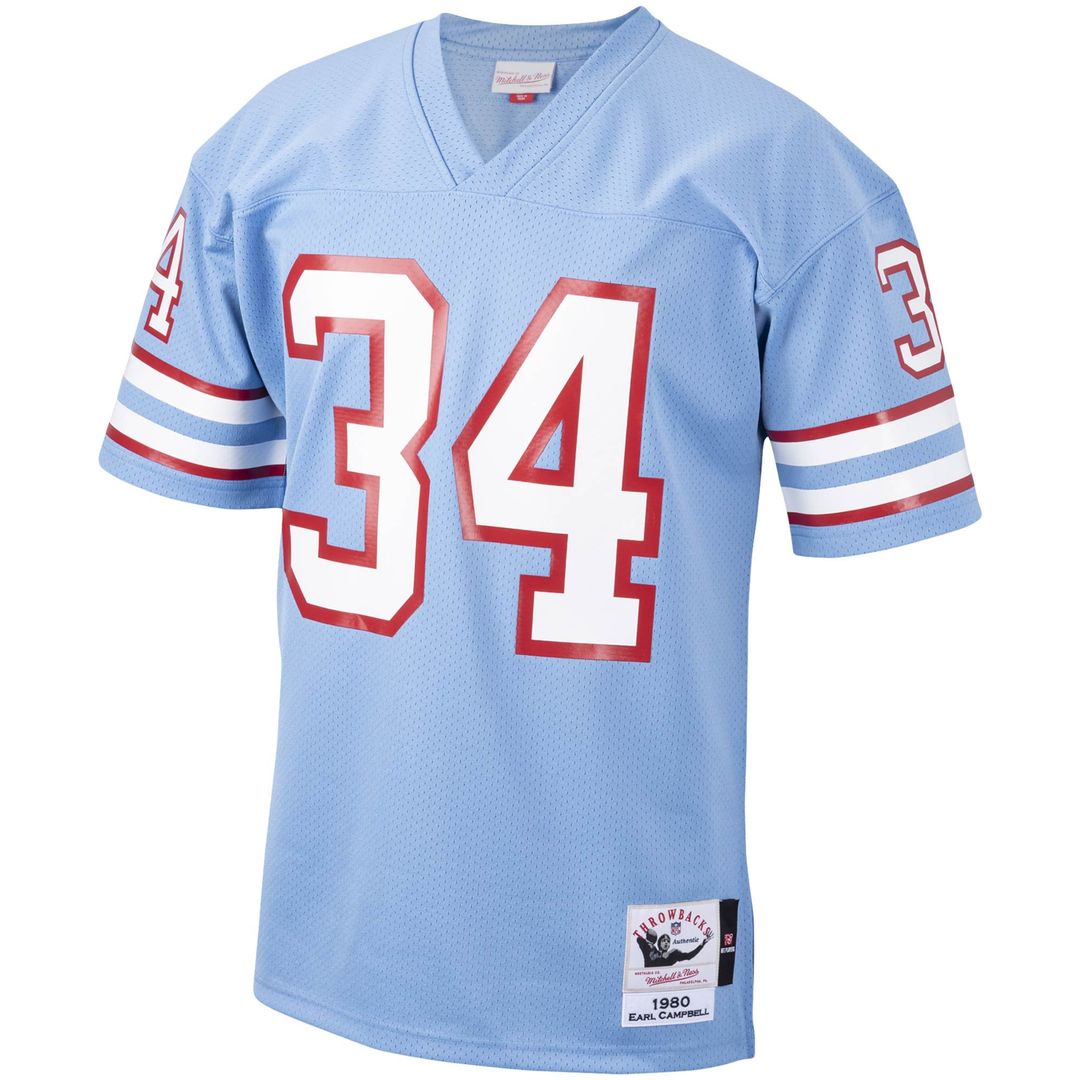 Earl Campbell Houston Oilers 1980 Mitchell & Ness Light Blue Authentic Throwback Retired Player Jersey