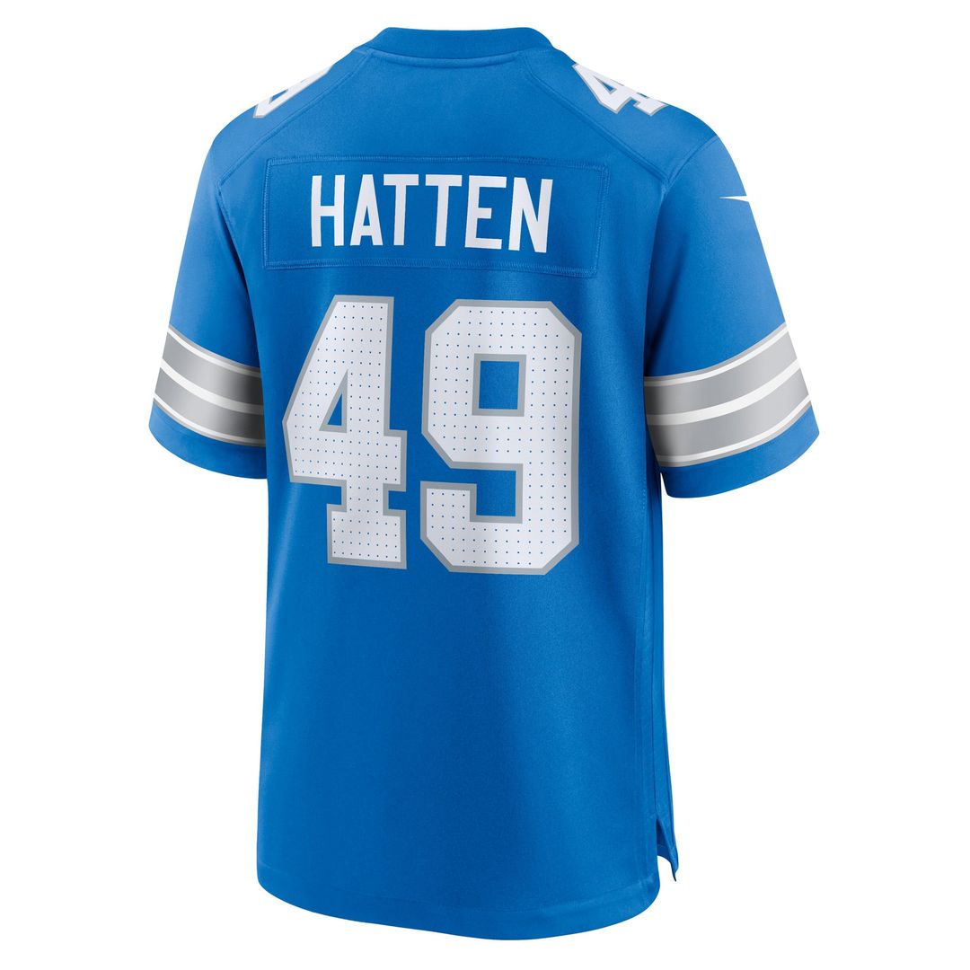Hogan Hatten Detroit Lions Nike Blue Game Jersey