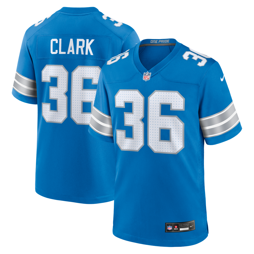 Chuck Clark Detroit Lions Nike Blue Team Game Jersey