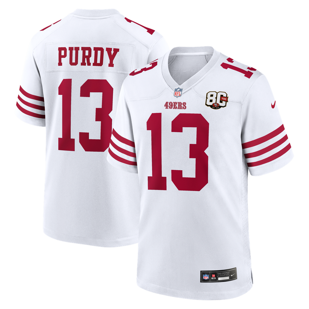 Brock Purdy San Francisco 49ers Nike White 80th Anniversary Game Jersey