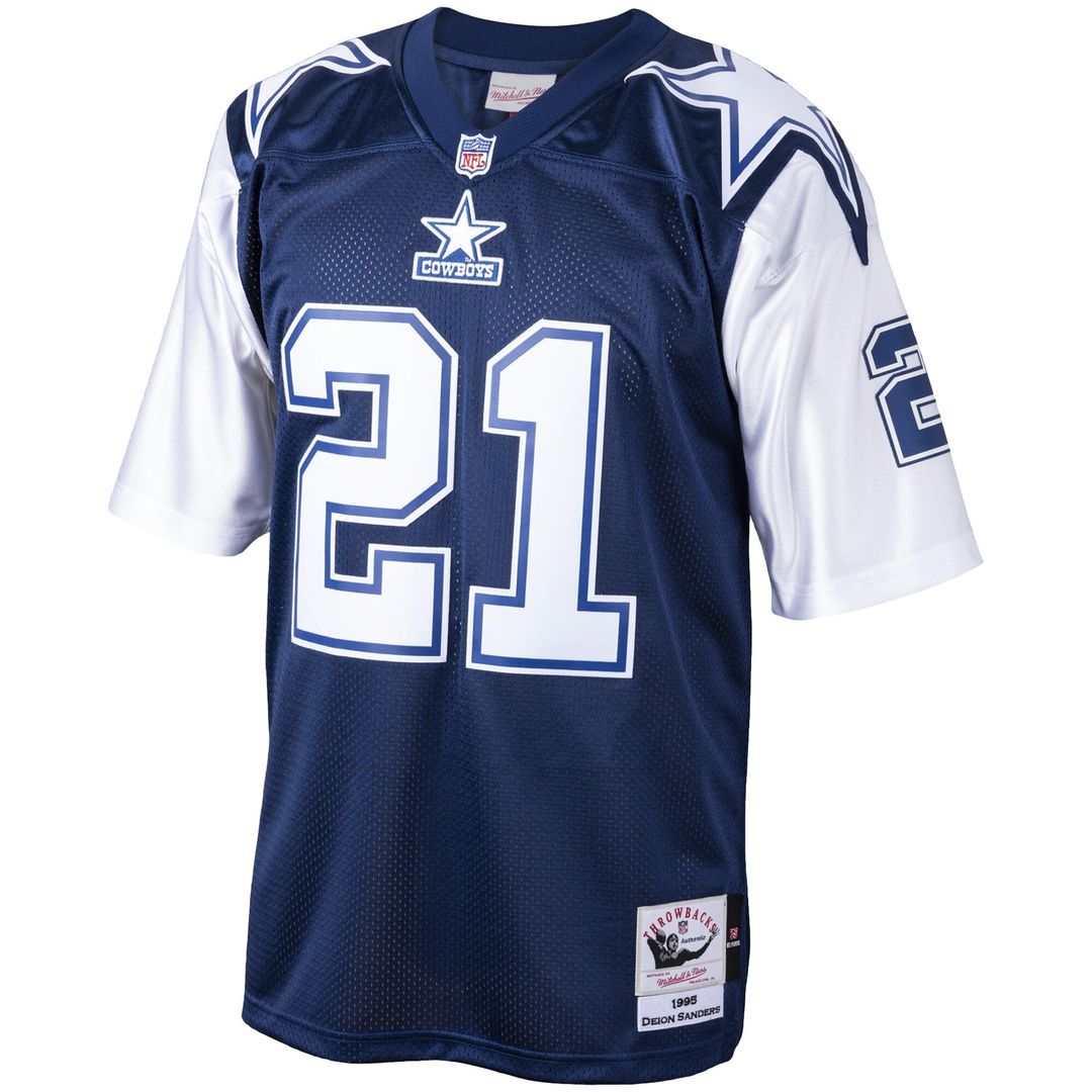 Deion Sanders Dallas Cowboys Mitchell & Ness Navy Big & Tall 1995 Retired Player Replica Jersey