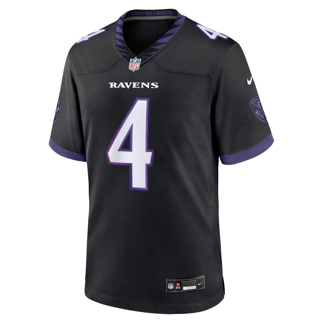 Zay Flowers Baltimore Ravens Nike Black Alternate Game Jersey