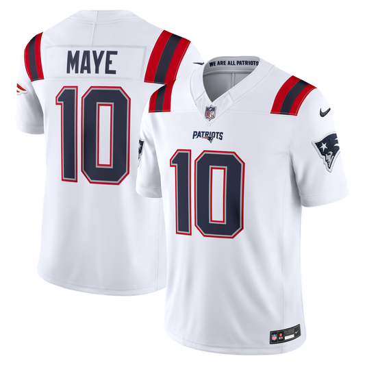 Drake Maye New England Patriots Nike White Vapor F.U.S.E. Stitched Limited Jersey