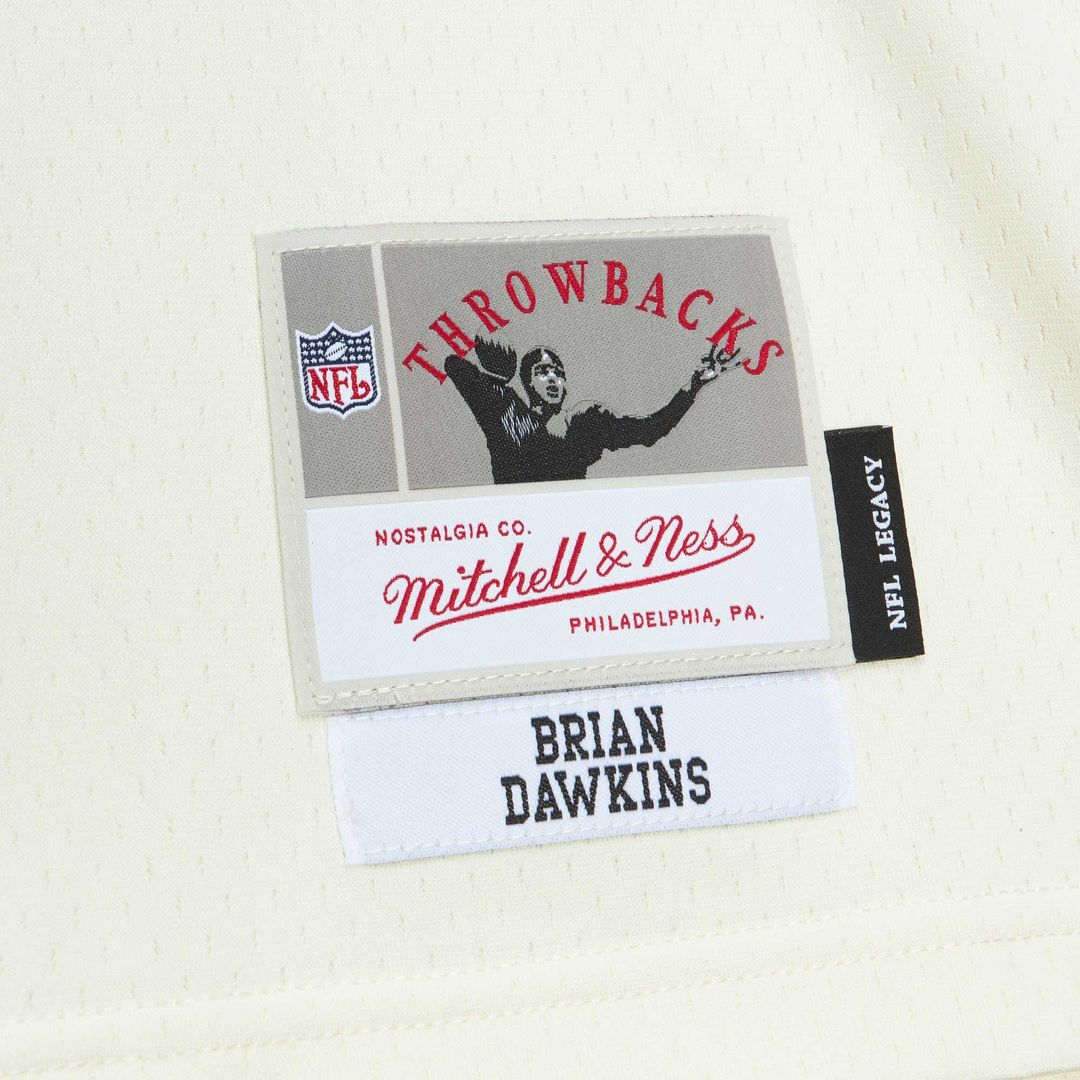 Brian Dawkins Philadelphia Eagles Mitchell & Ness Cream Chainstitch Legacy Jersey