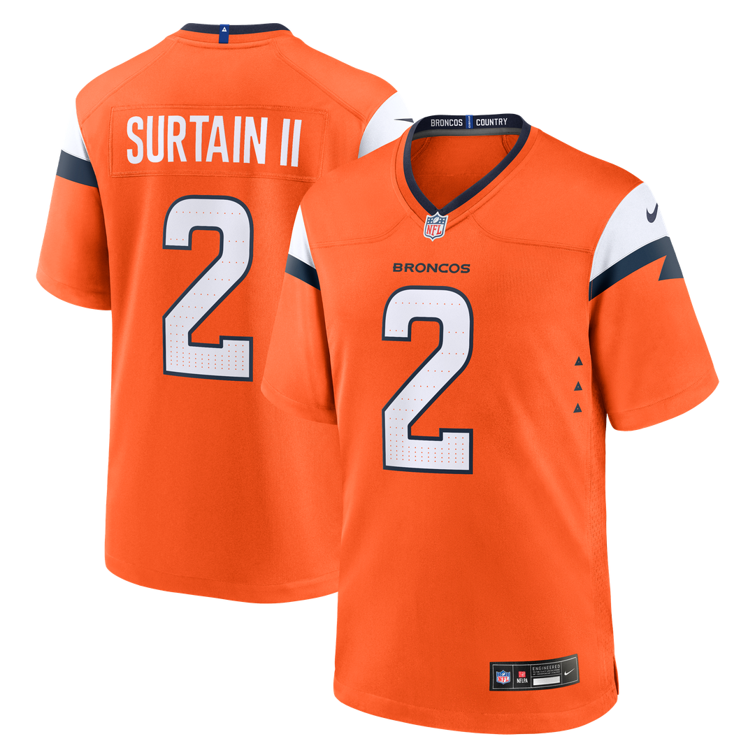 Patrick Surtain II Denver Broncos Nike Orange Team Game Jersey