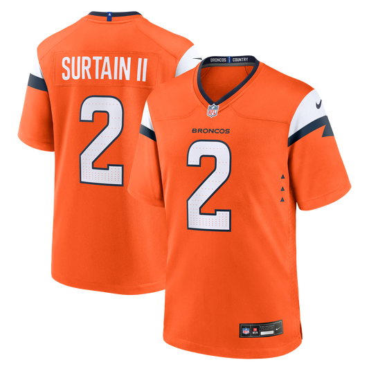 Patrick Surtain II Denver Broncos Nike Orange Team Game Jersey