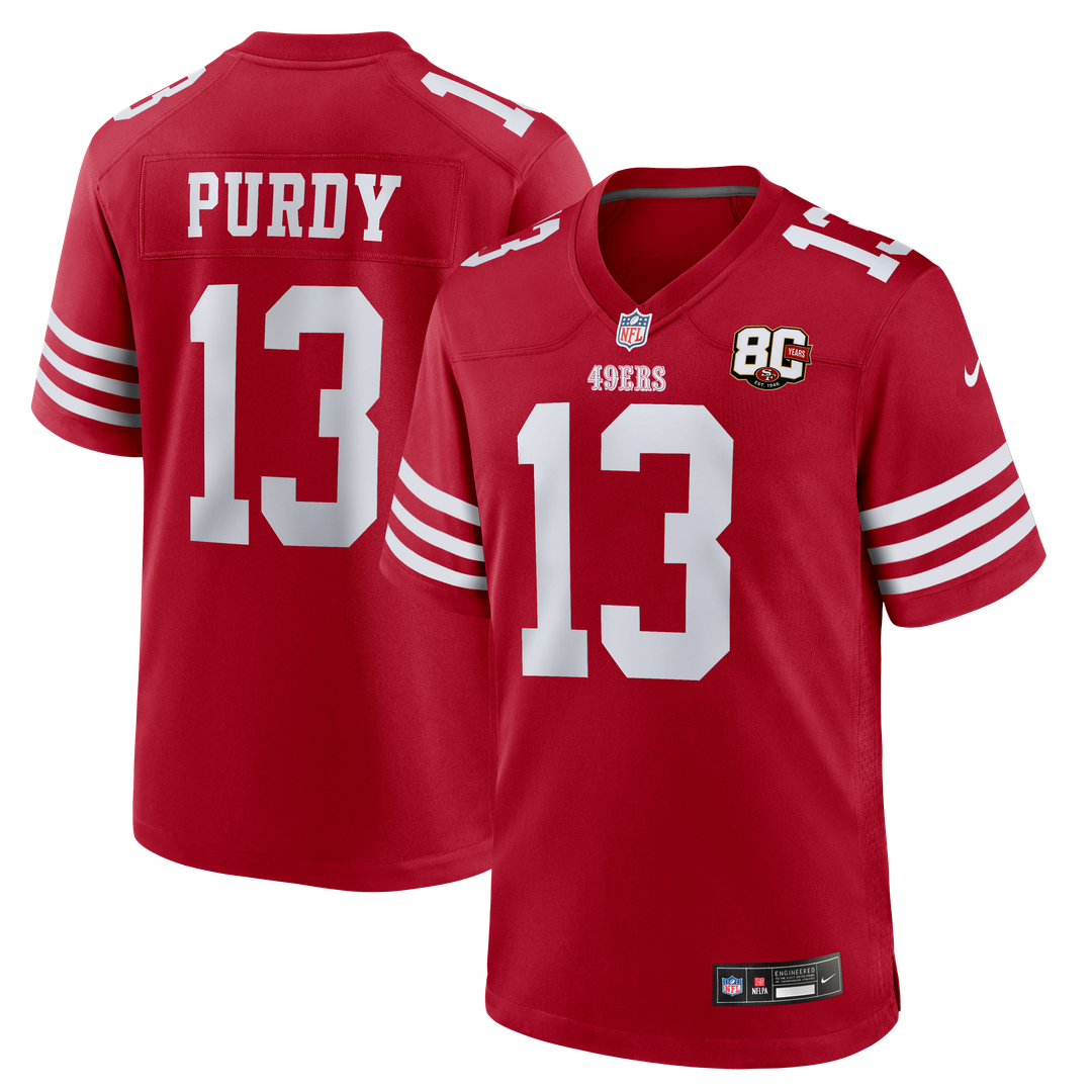 Brock Purdy San Francisco 49ers Nike Scarlet 80th Anniversary Game Jersey
