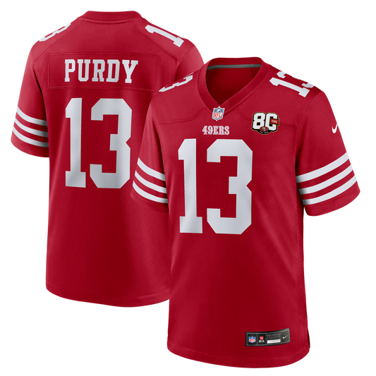 Brock Purdy San Francisco 49ers Nike Scarlet 80th Anniversary Game Jersey