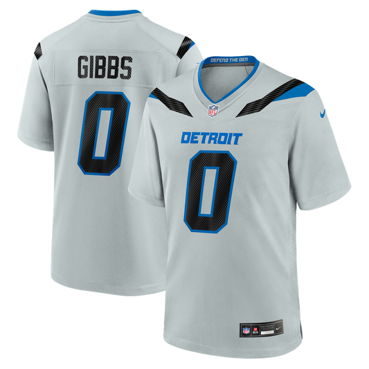 Jahmyr Gibbs Detroit Lions Nike Silver 2026 Rivalries Collection Game Jersey