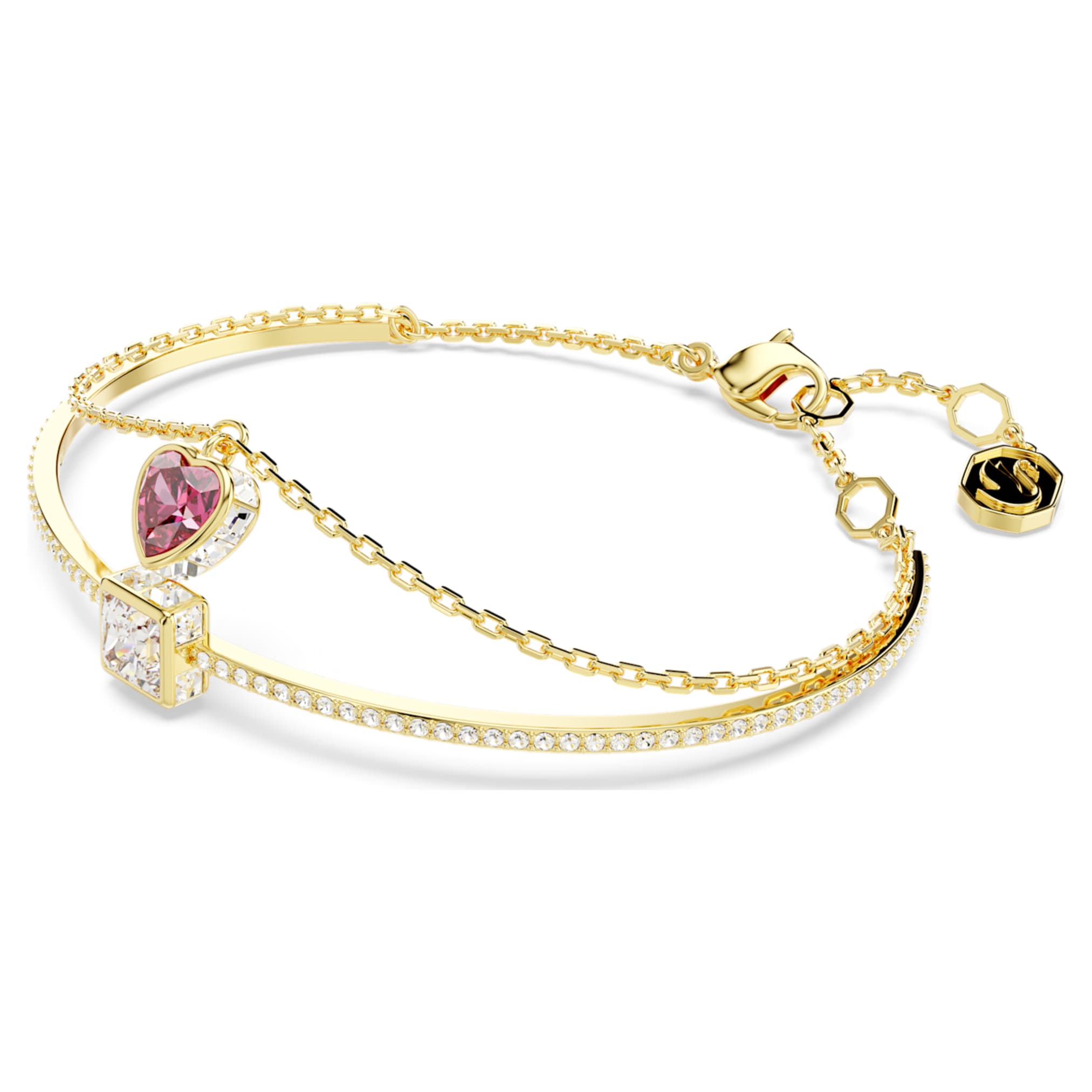 Swarovski Chroma bangle Heart, Red, 18K gold finish