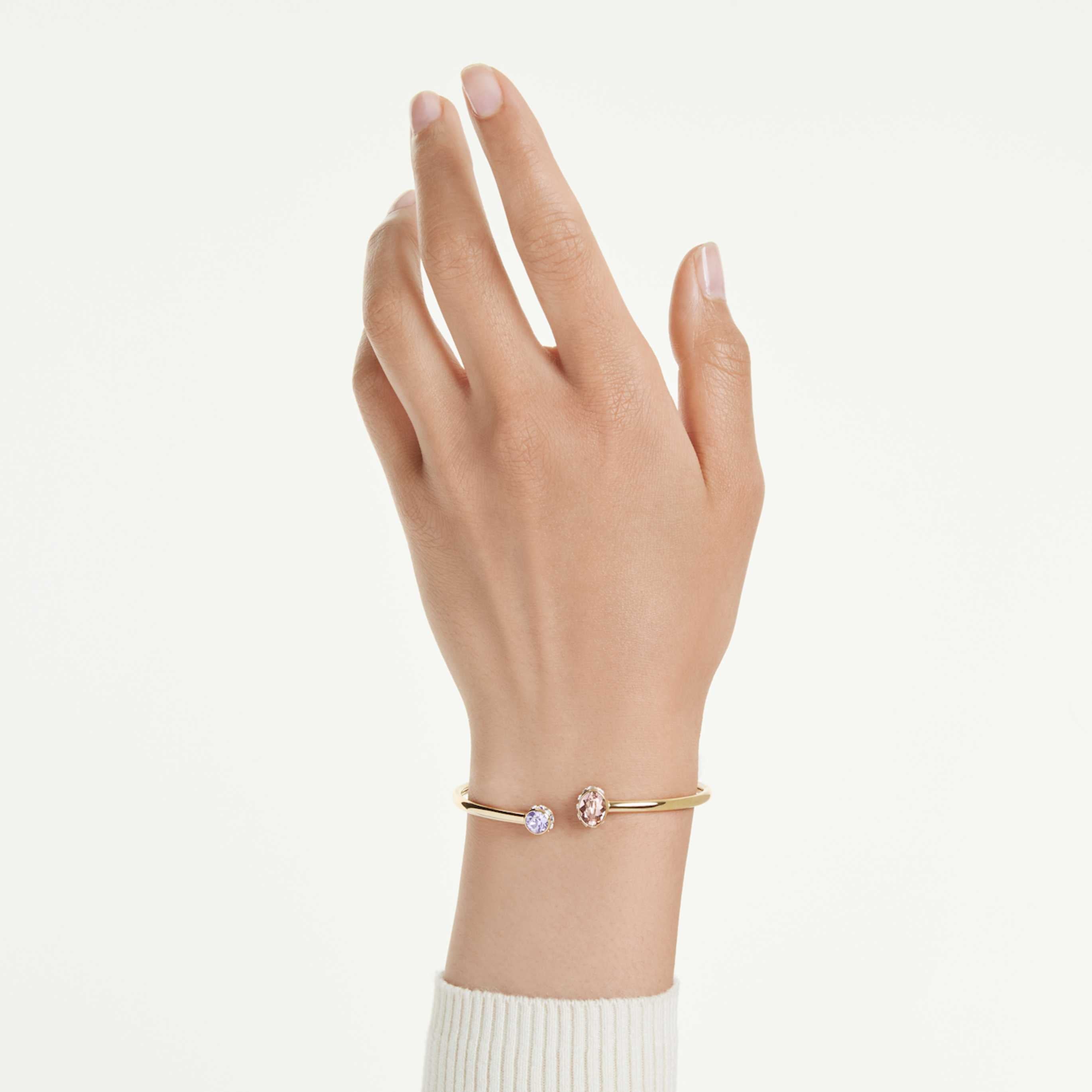 Swarovski Chroma bangle Mixed cuts, Multicolored, 18K gold finish