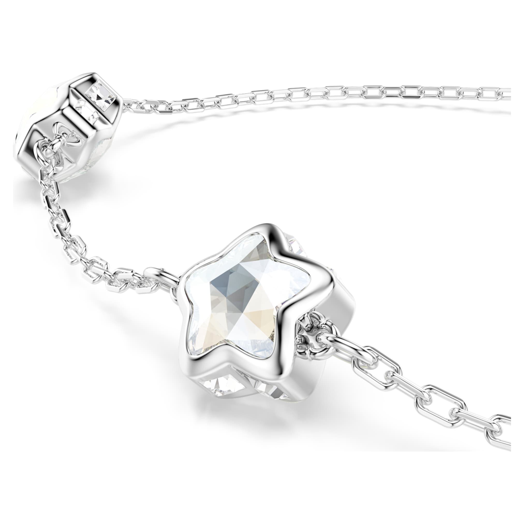 Swarovski Chroma bracelet Star, White, Rhodium plated