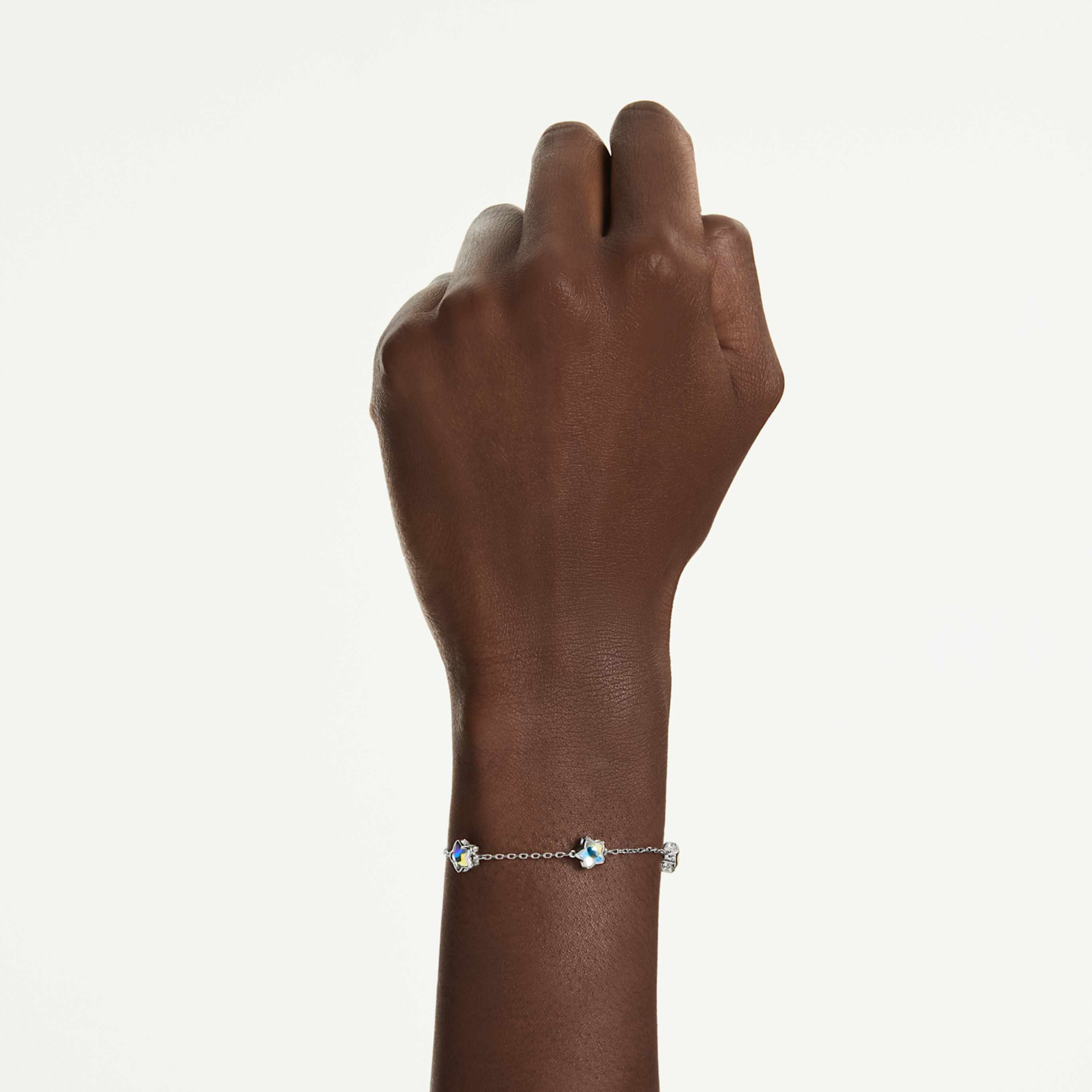 Swarovski Chroma bracelet Star, White, Rhodium plated
